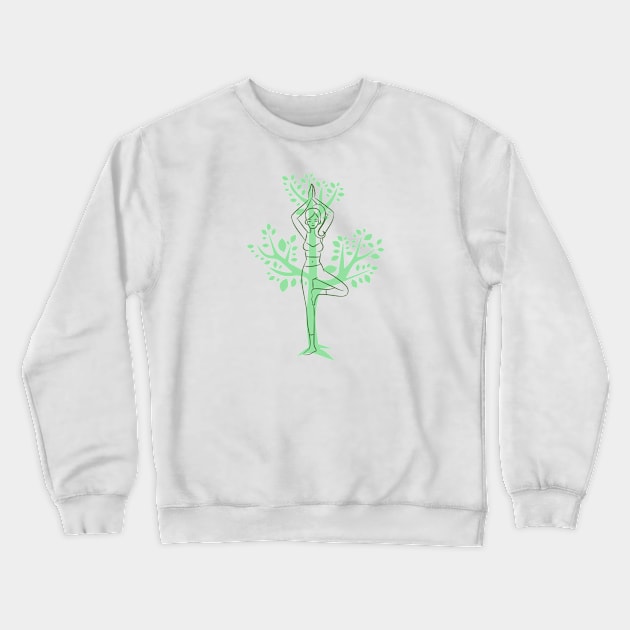 Simple Yoga Tree Pose Nature Crewneck Sweatshirt by Nature Lover Apparel